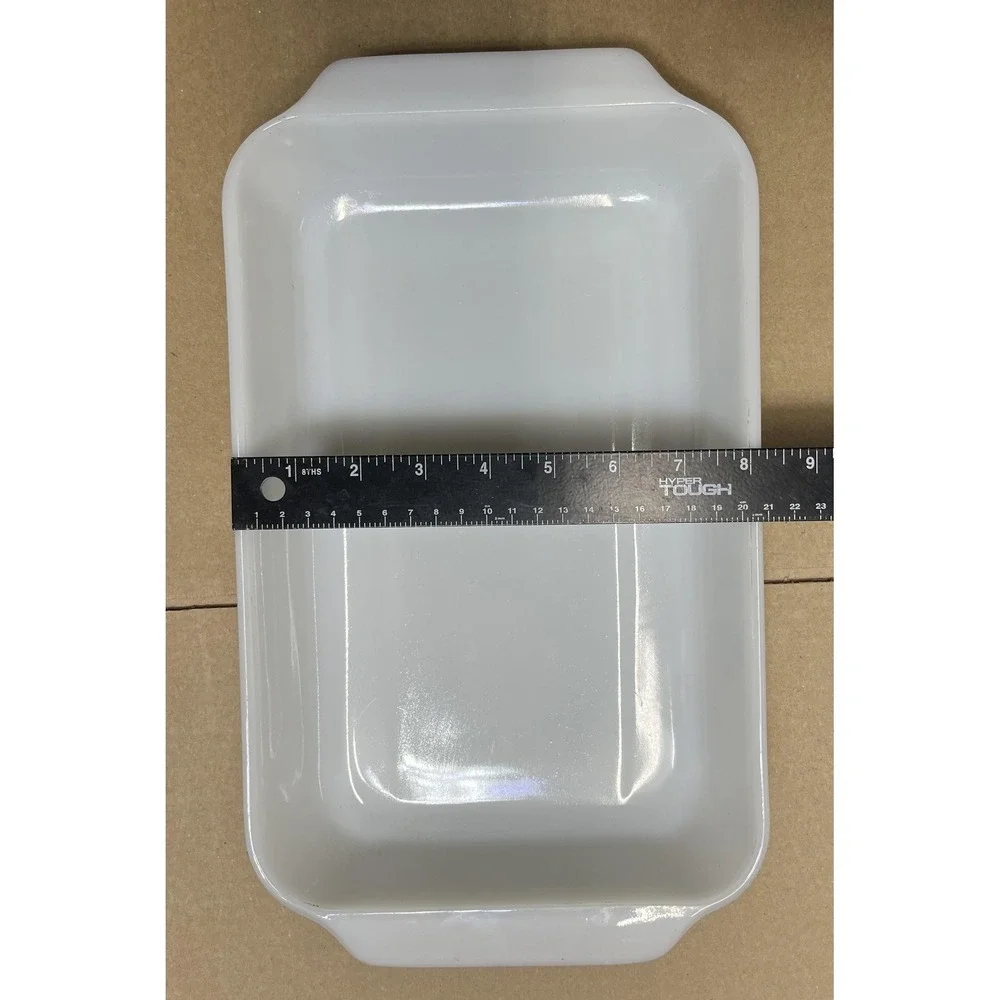 Vintage Anchor Hocking Fire-King Meadow Green Oblong Baking Dish‎ USA Milk Glass